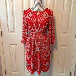 Tahari Orange Patterned Dress